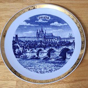 Vintage Decorative Prague PRAHA Plate Blue…